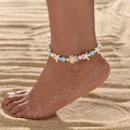 Beach Anklet with Pastel Turtle and Starfish Charms