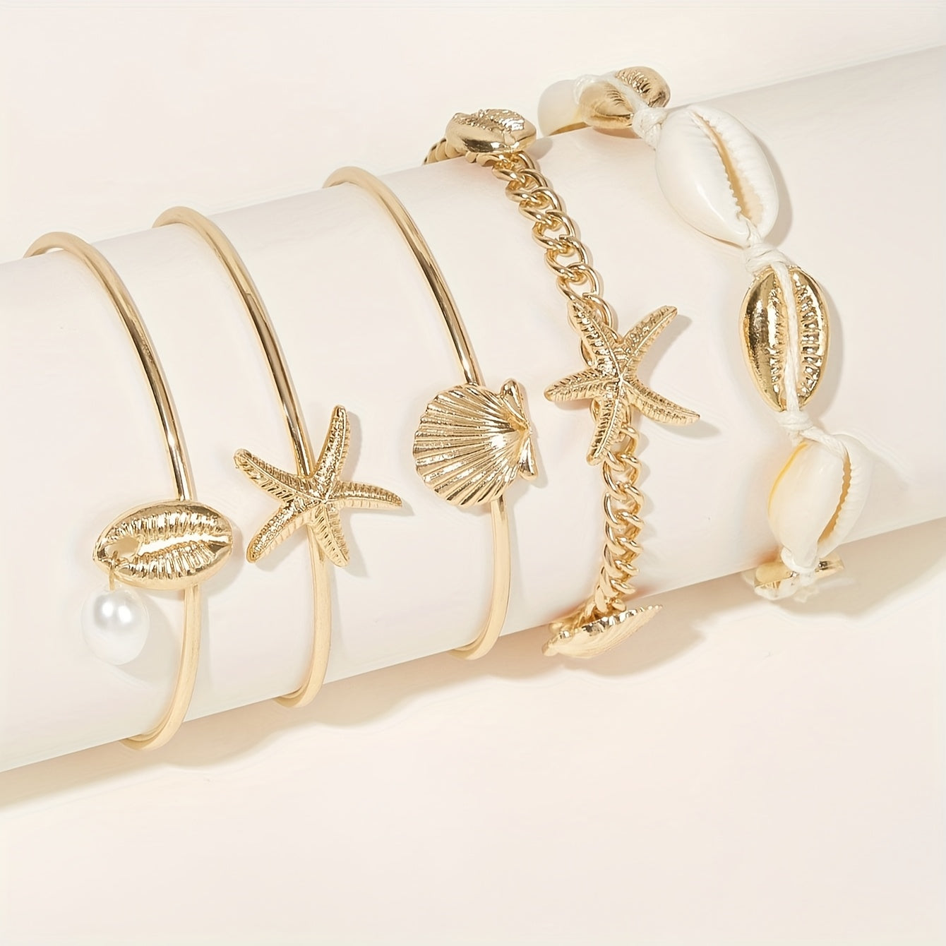 Bohemian Gold-Tone Shell & Starfish Bracelet Set