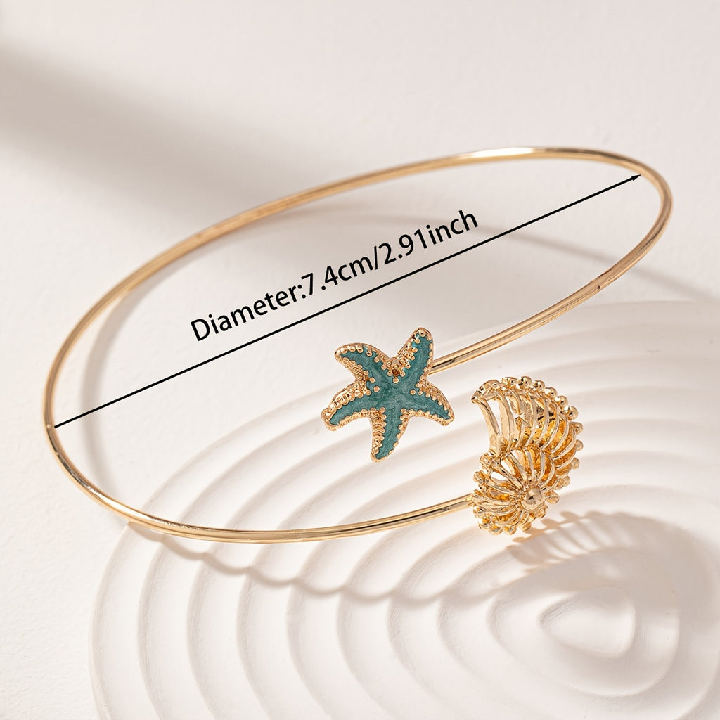 Bohemian Gold-Tone Arm Cuff with Seahorse Starfish