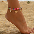 Bohemian Heishi Anklet with Shell and Starfish Charms