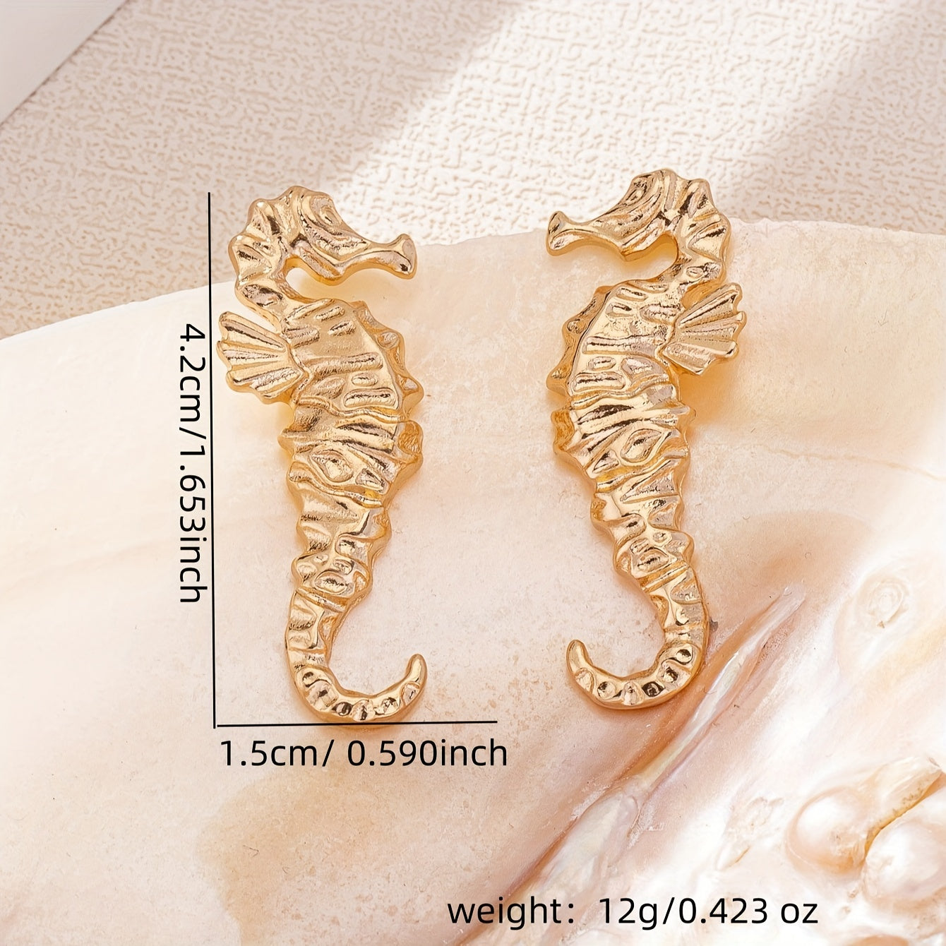 Gold Seahorse Ear Cuff Earrings