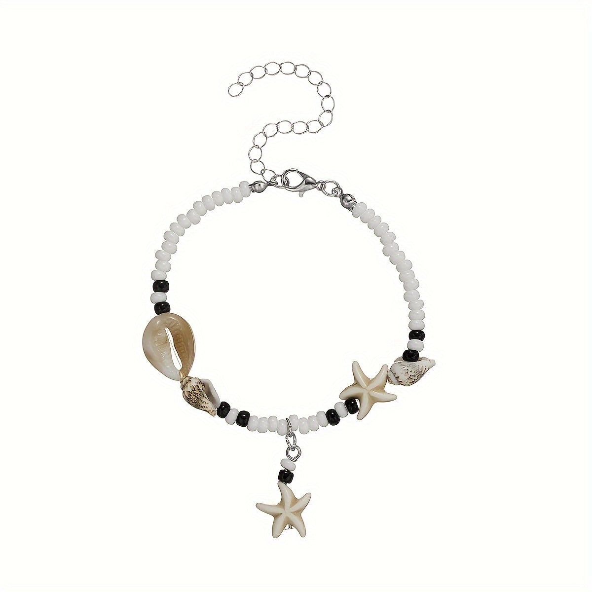 Bohemian Beaded Shell & Turquoise Starfish Anklet