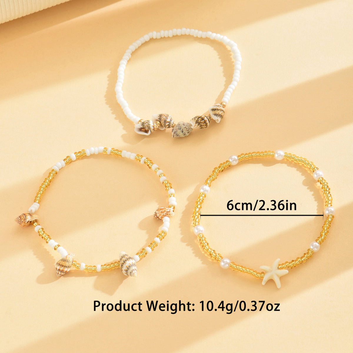 Boho Layered Shell and Starfish Beaded Anklets