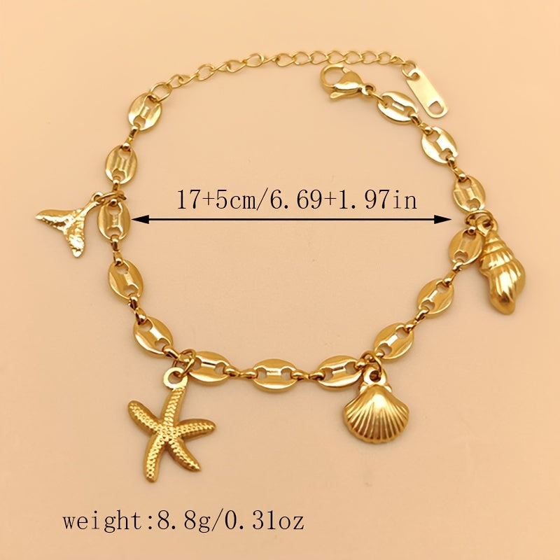 Gold-Tone Marine Life Link Charm Bracelet