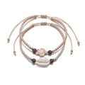 Bohemian Woven Anklets with Shell and Turtle Charms