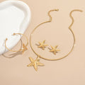 Gold-Tone Textured Starfish Jewelry Set