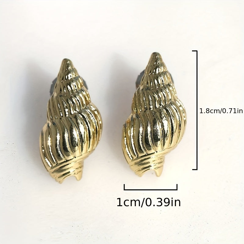 Gold and Silver Conch Shell Stud Earrings