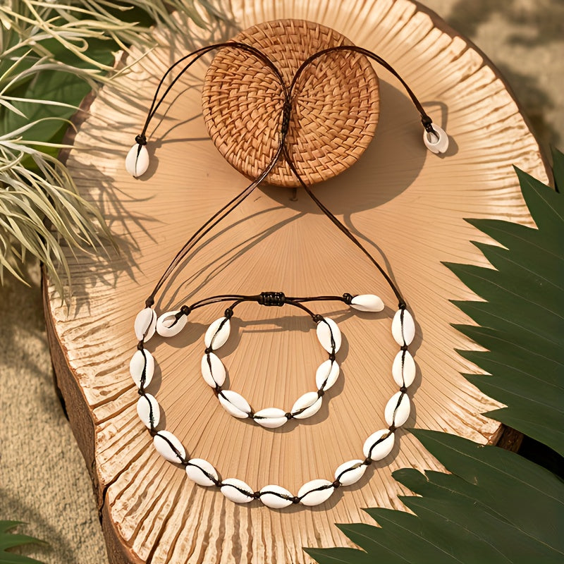 Puka Shell Bracelet & Necklace Set