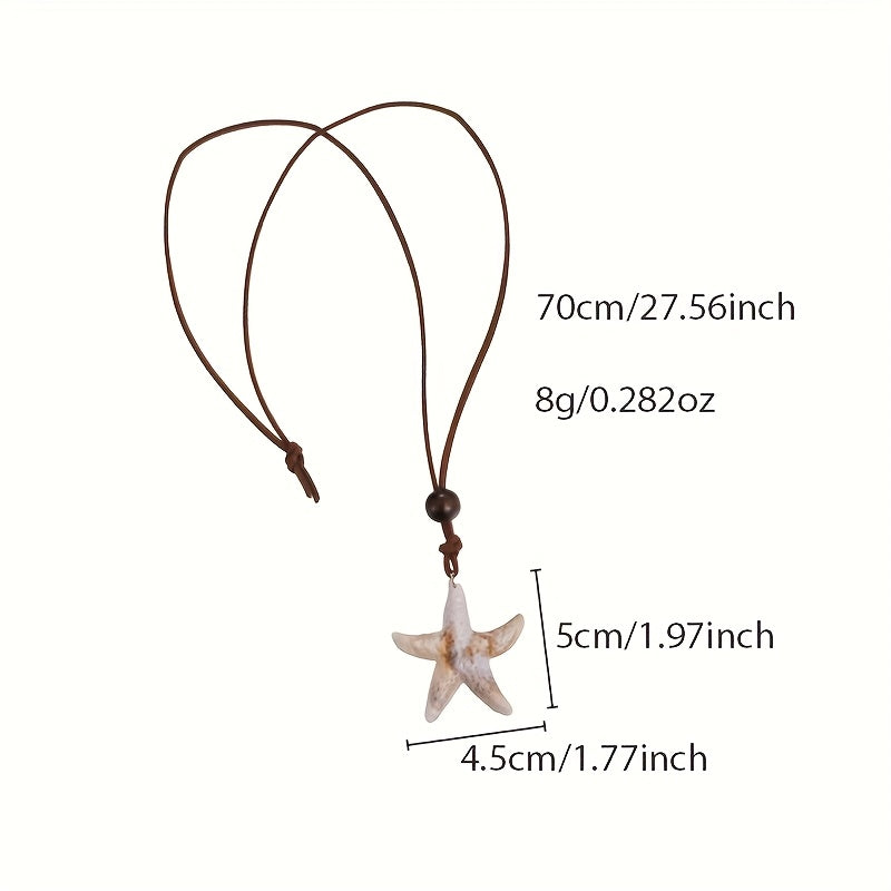 Bohemian Starfish Necklace with Wood Bead