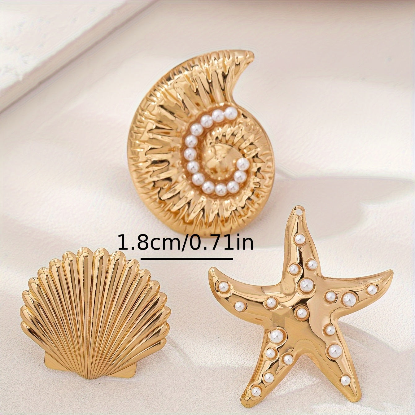 Gold Tone Marine Life Statement Rings Set with Pearls