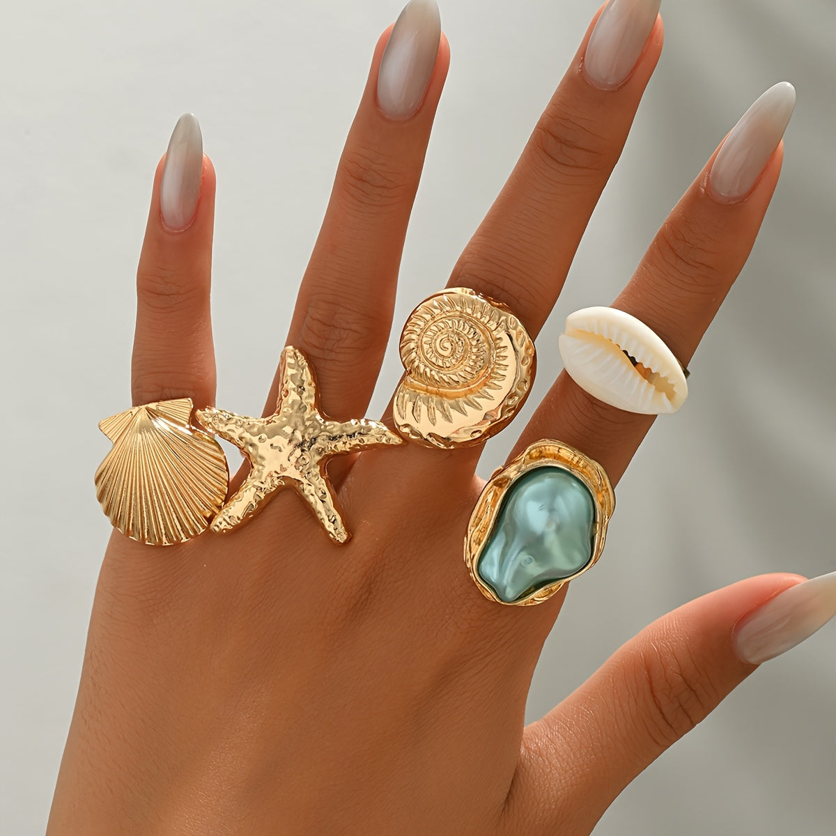 Bohemian Gold-Tone Ocean Rings