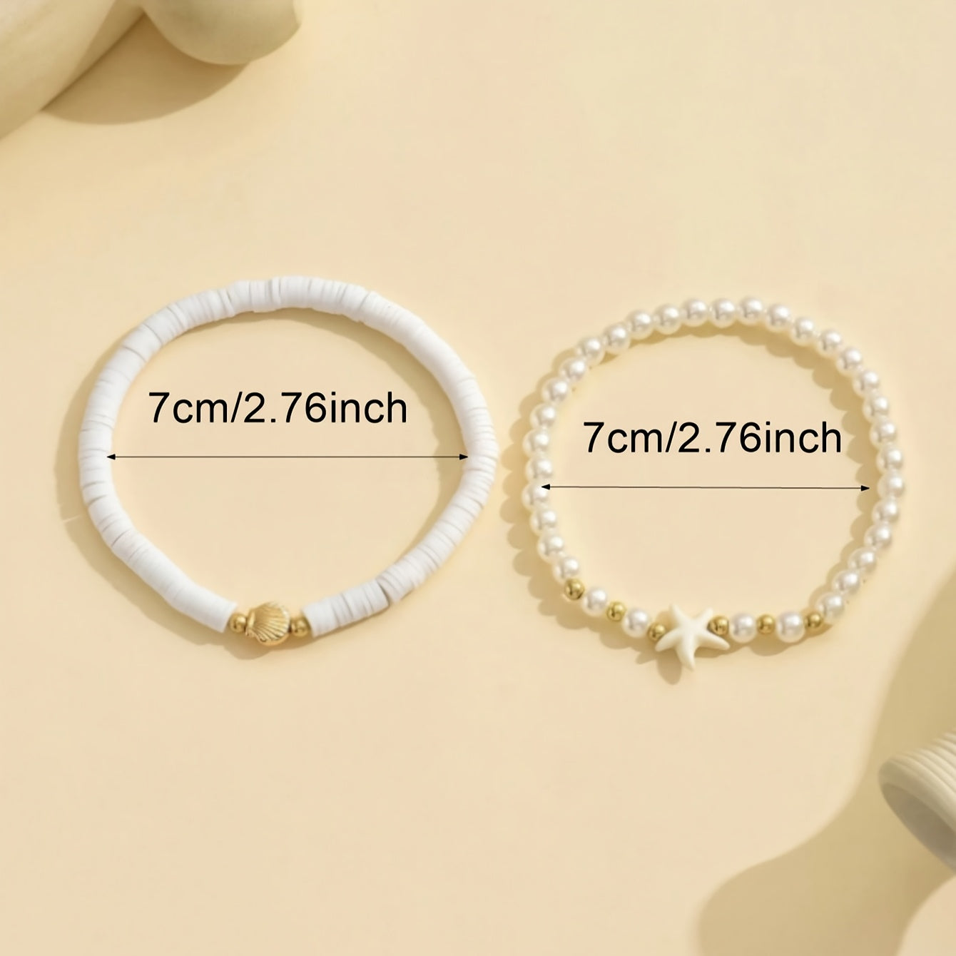 Boho White Pearl Starfish & Shell Anklets