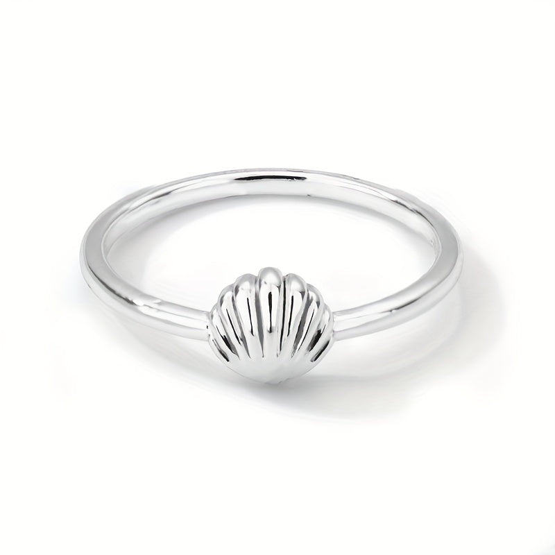 Gold Ribbed Shell Adjustable Ring