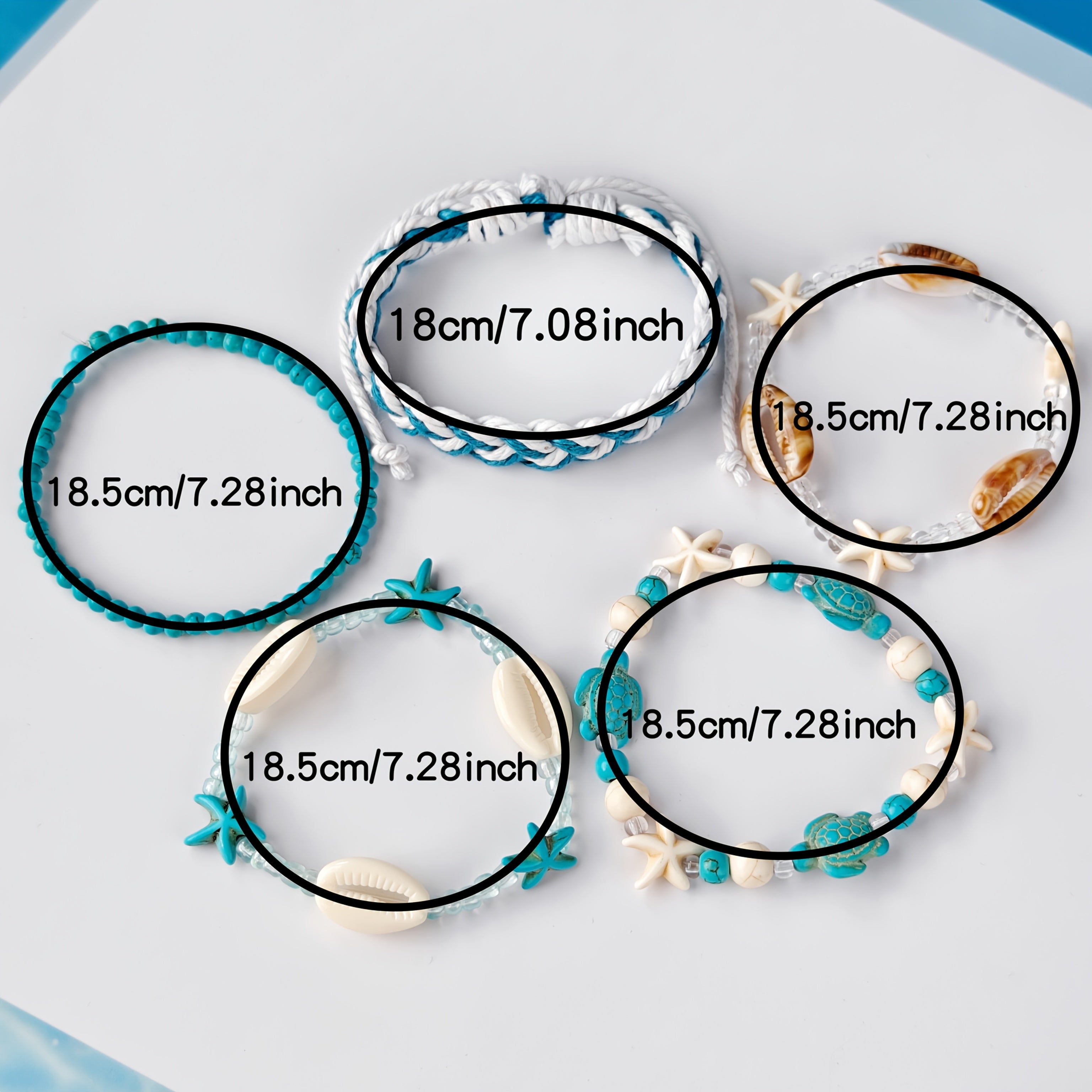 Blue & White Beachy Bracelets with Ocean Charms