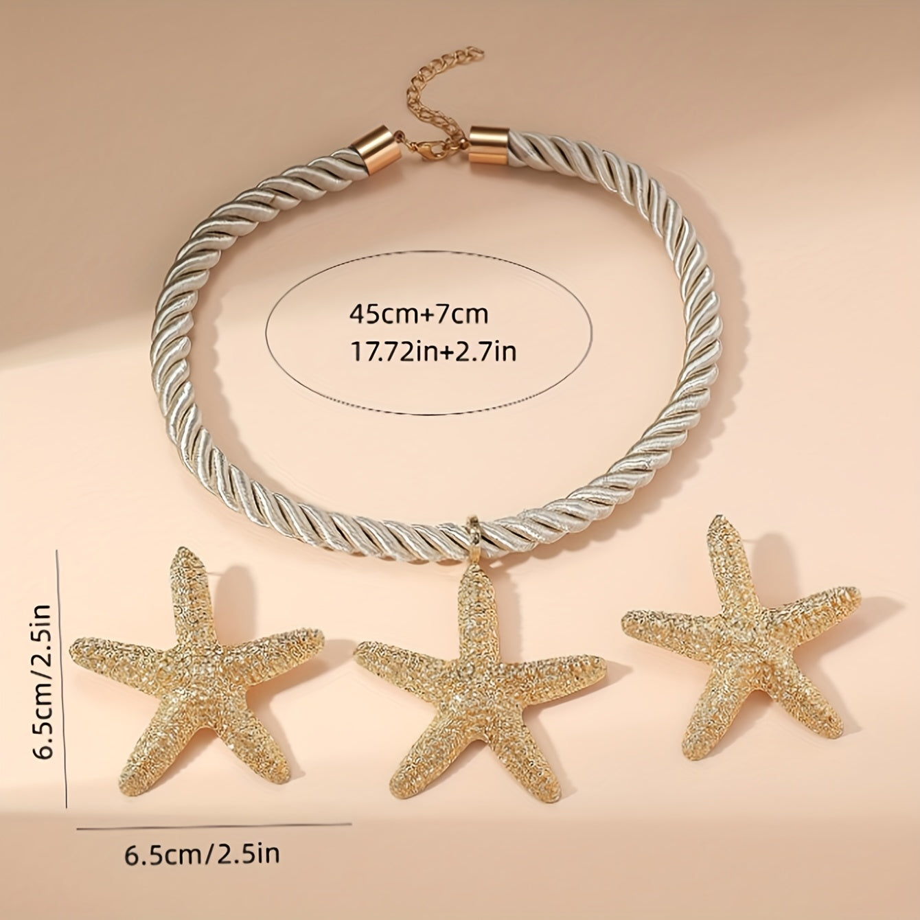 Gold Starfish and Twisted Rope Necklace Set