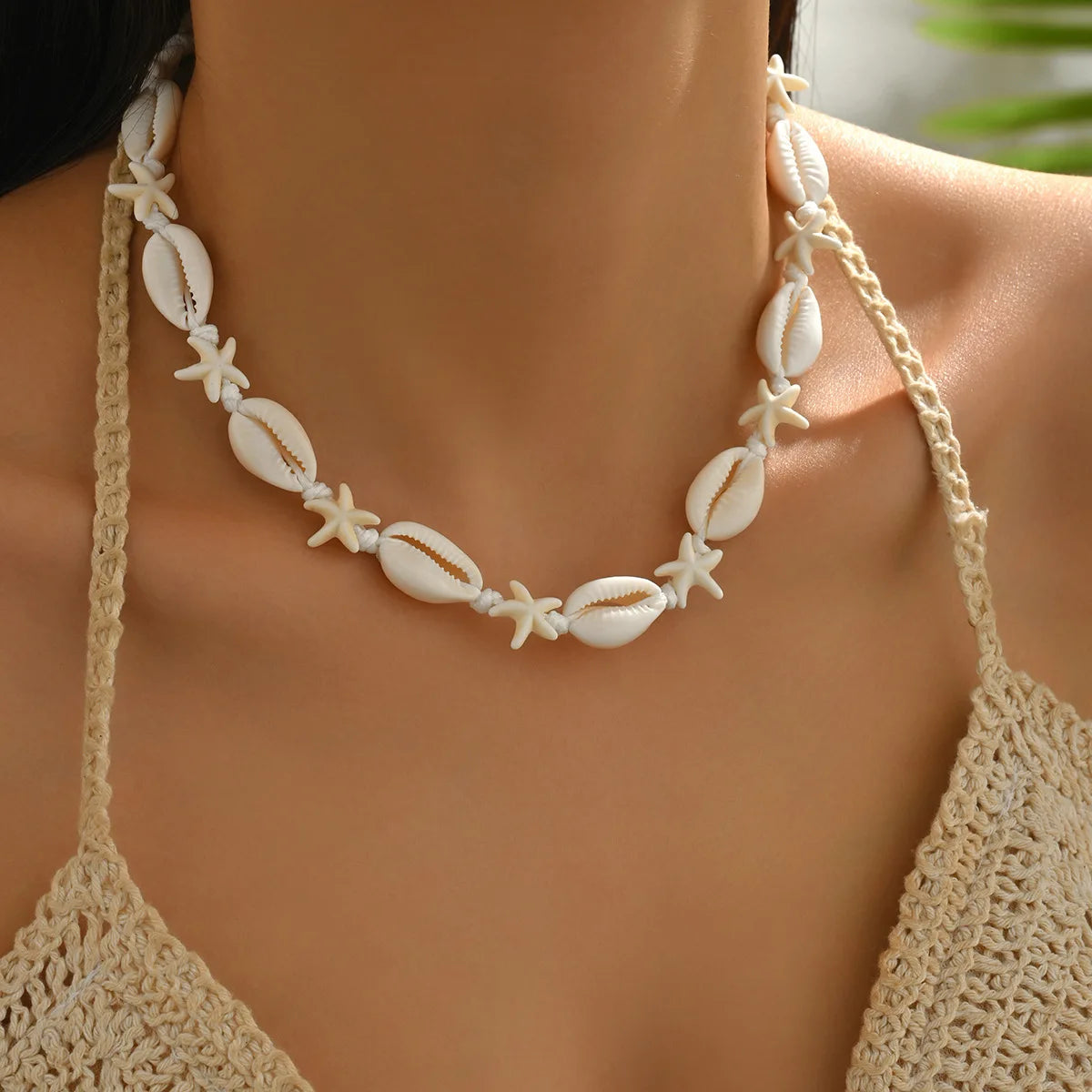 Puka Shell Choker with Starfish Charms
