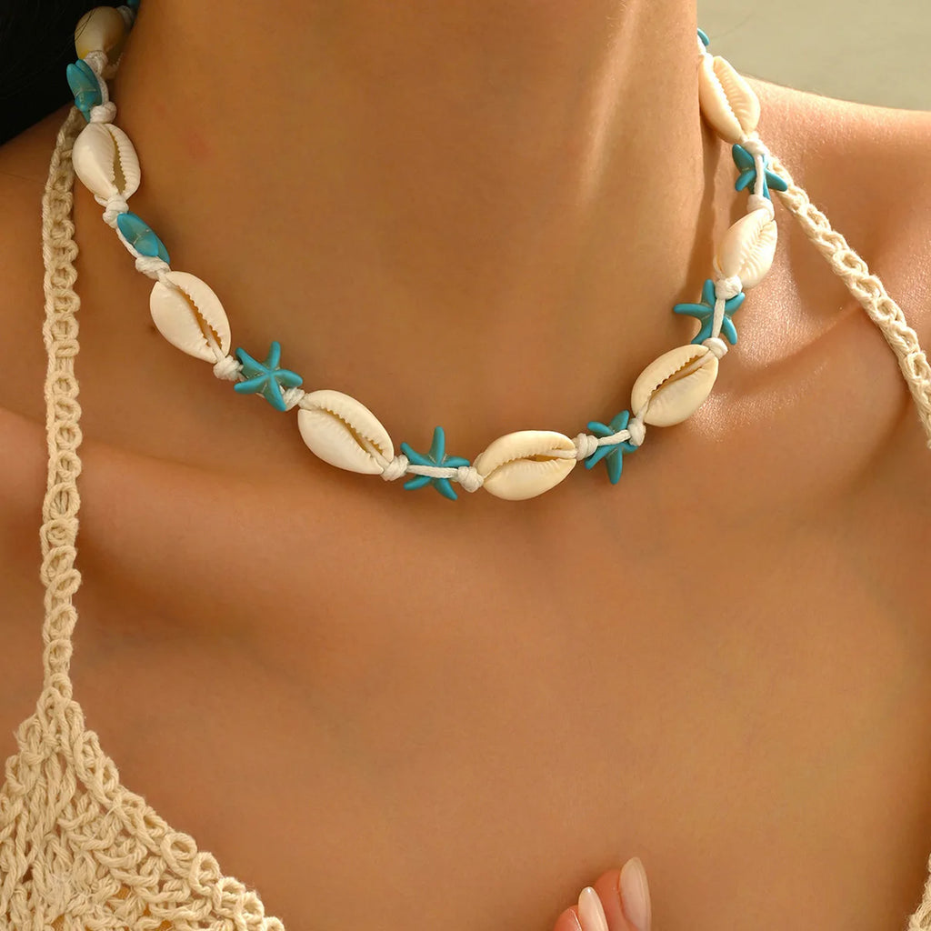 Puka Shell Choker with Starfish Charms