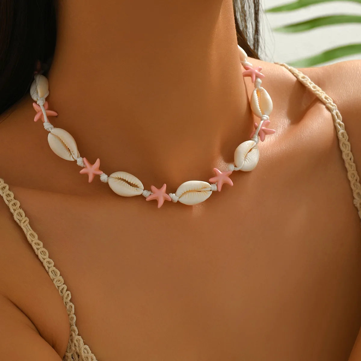 Puka Shell Choker with Starfish Charms