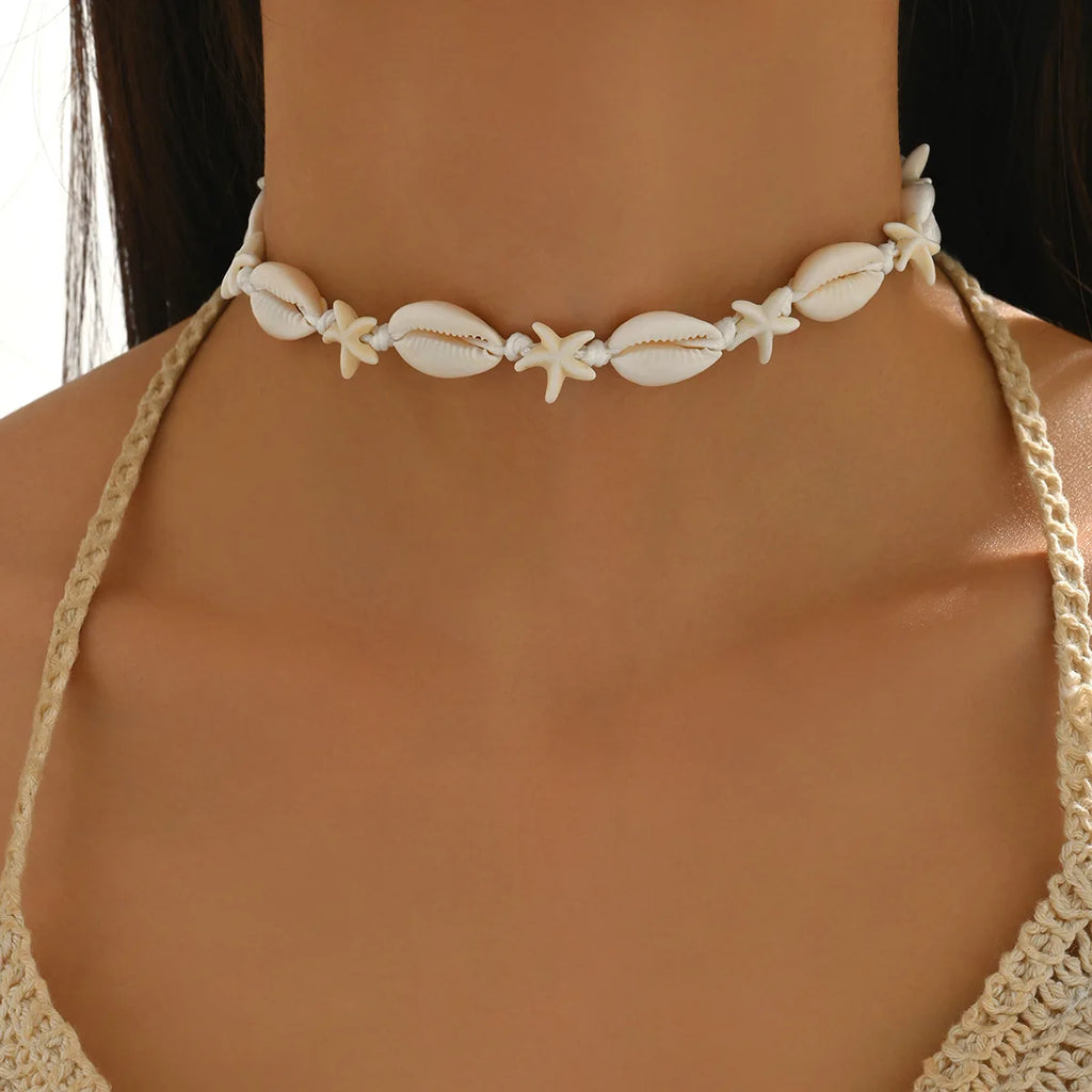 Puka Shell Choker with Starfish Charms