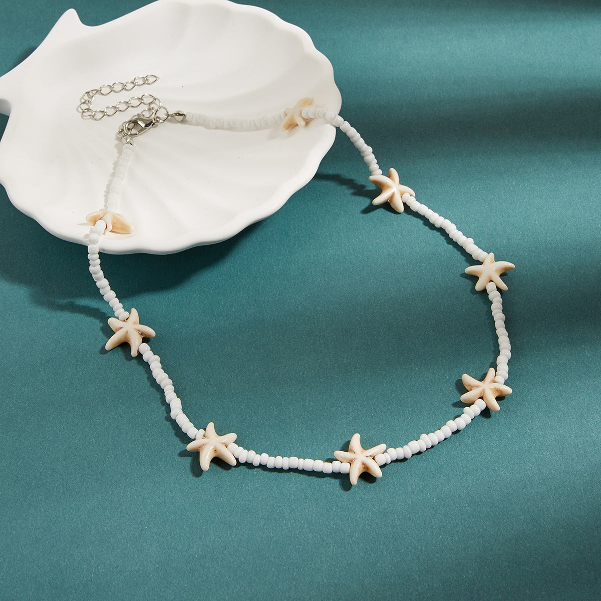 Bohemian White Beaded Starfish Choker