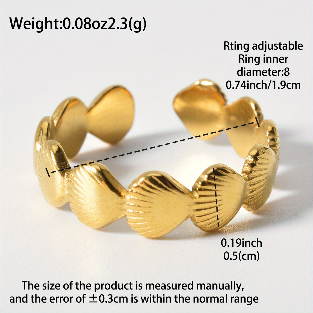 Gold Scallop Shell Adjustable Ring