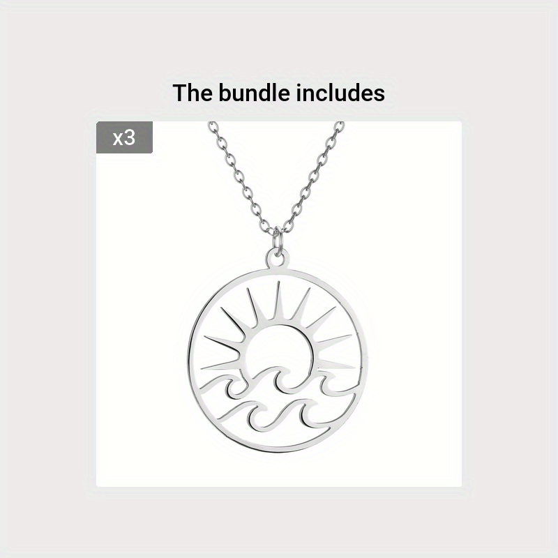 Gold-Tone Sun and Waves Pendant Necklace