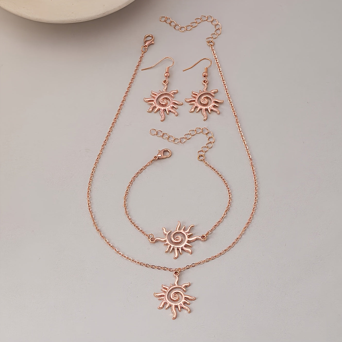 Bohemian Gold-Tone Sun Spiral Jewelry Set