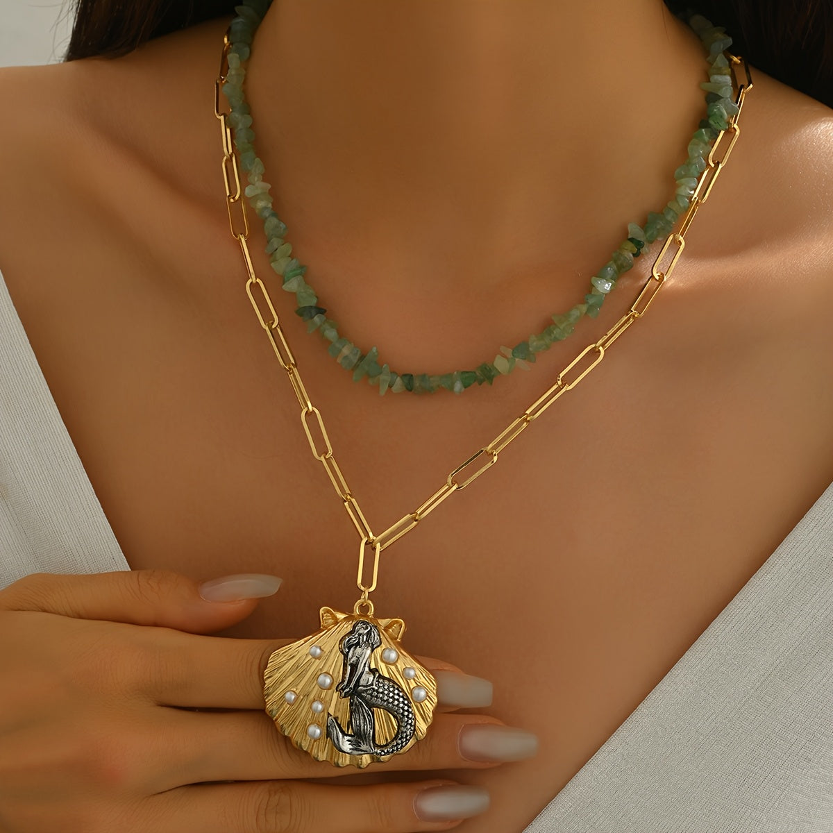 Adjustable Black Cord Lariat Necklace with Gold Ocean Charms