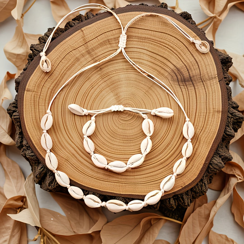 Puka Shell Bracelet & Necklace Set