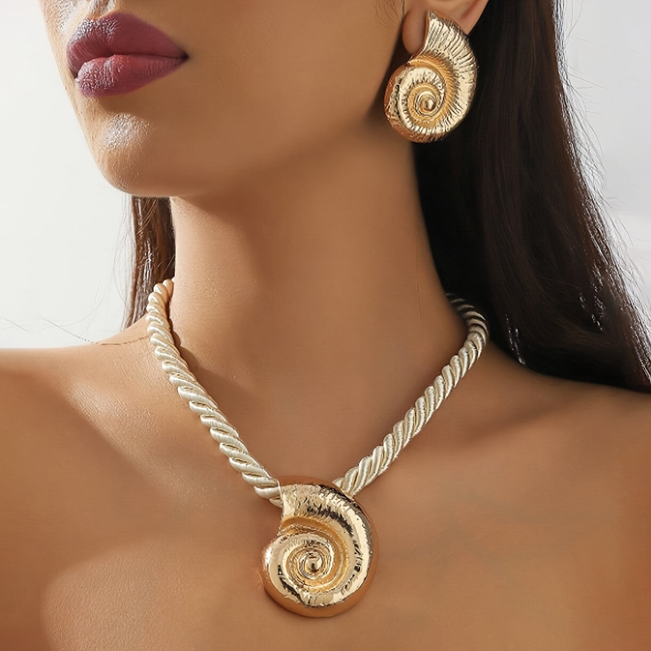 Gold Starfish and Twisted Rope Necklace Set