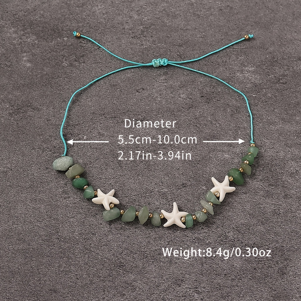 Adjustable Green Stone Starfish Anklet