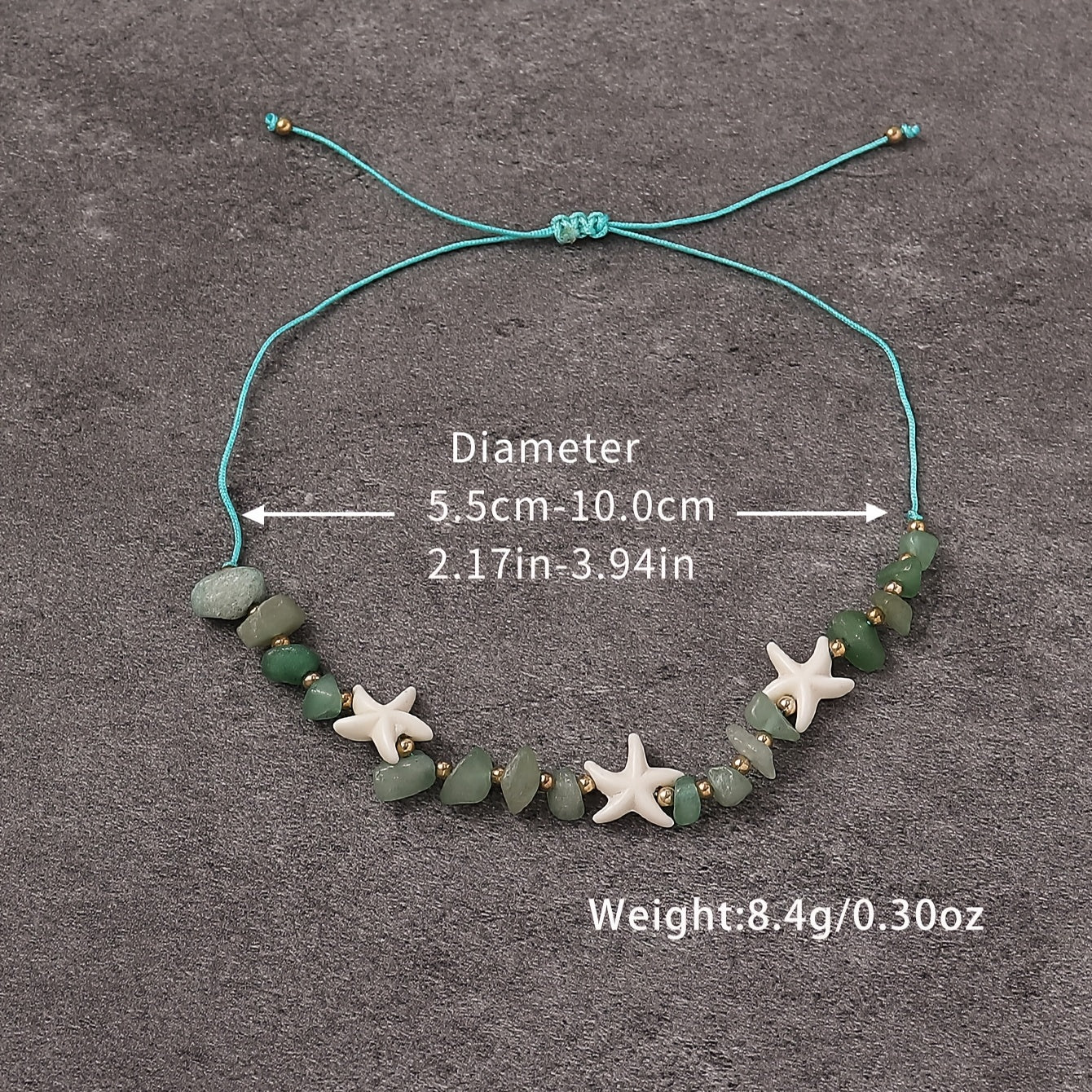 Adjustable Green Stone Starfish Anklet