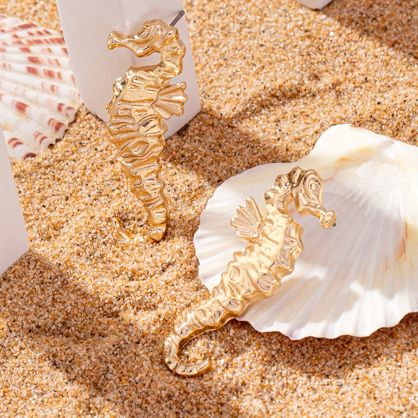 Gold Seahorse Ear Cuff Earrings