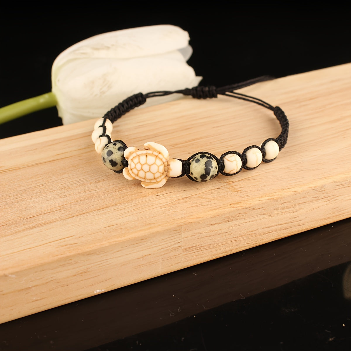 Bohemian Turtle Bracelet with Spotted Stone Beads