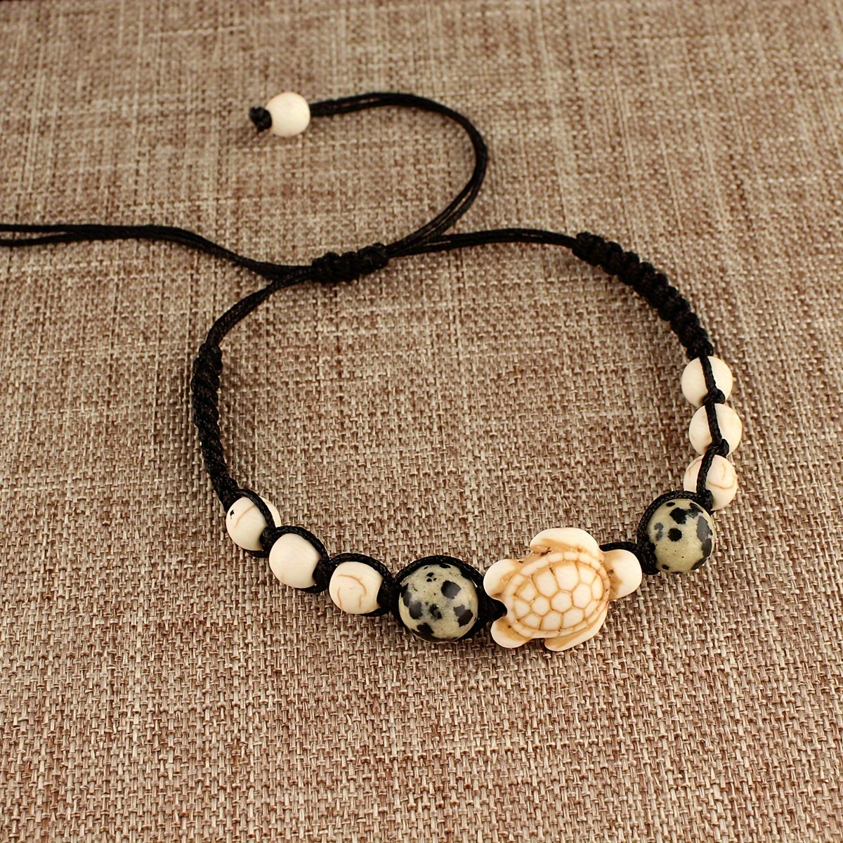 Bohemian Turtle Bracelet with Spotted Stone Beads