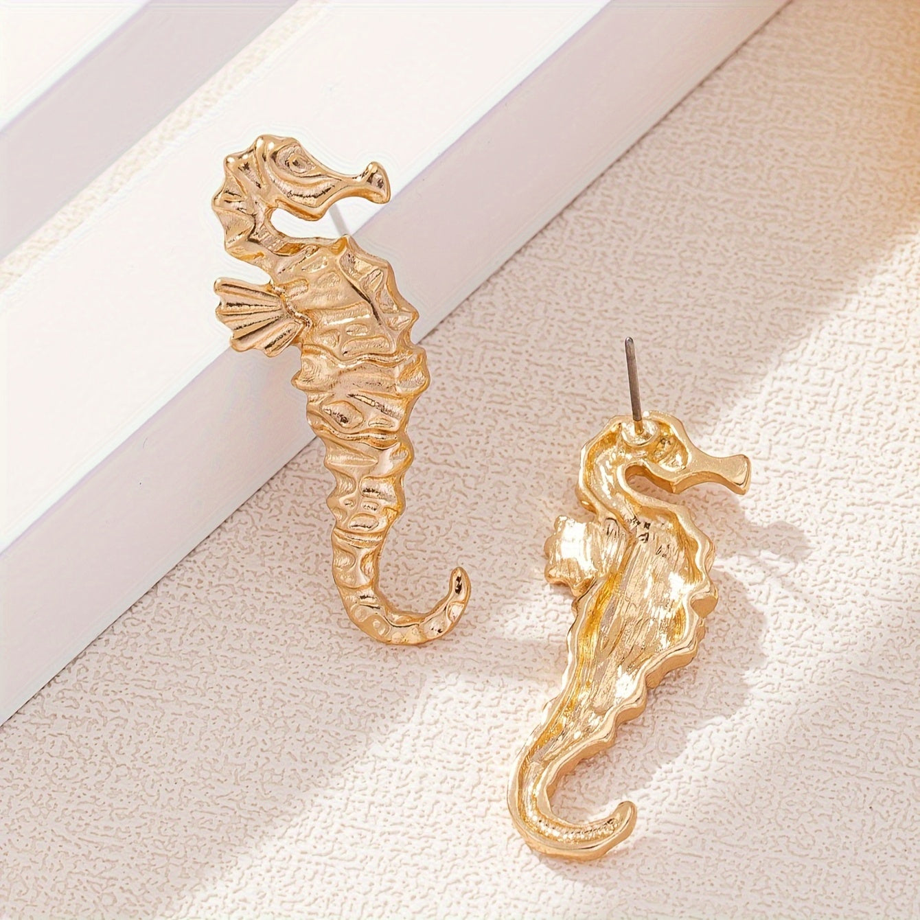 Gold Seahorse Ear Cuff Earrings