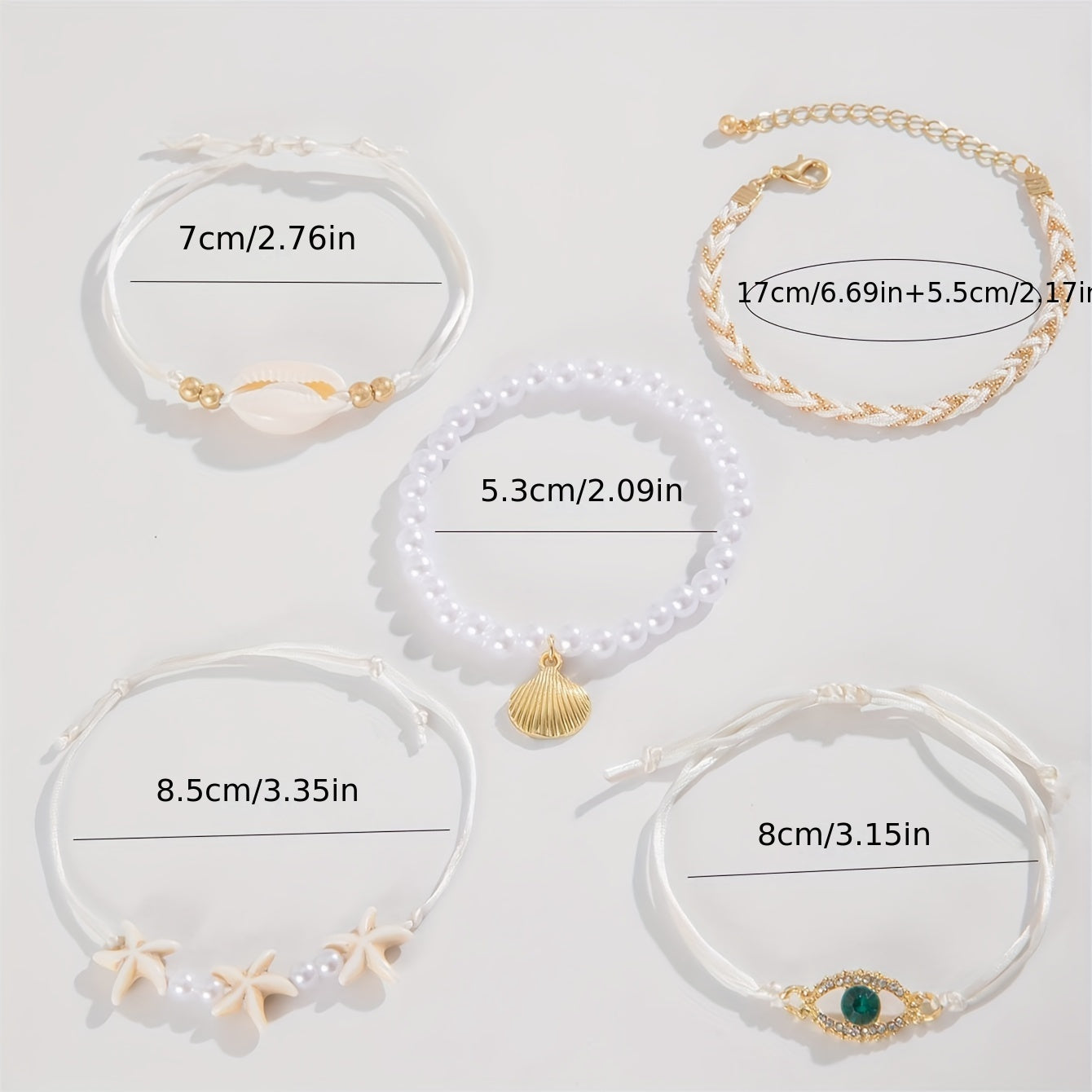 Beachy Stackable Bracelets with Pearls, Shells, Starfish