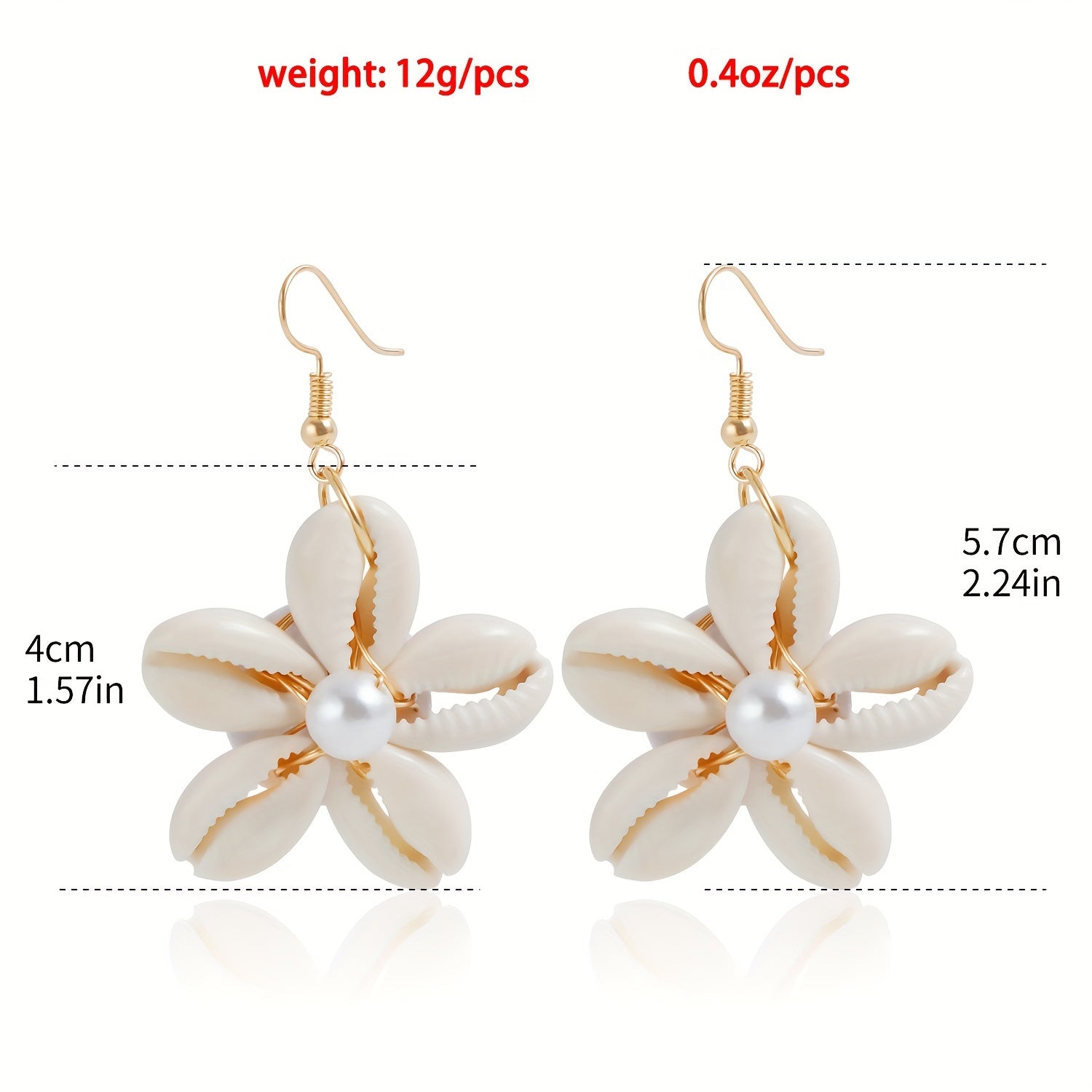 Bohemian Shell Flower Drop Earrings with Pearl