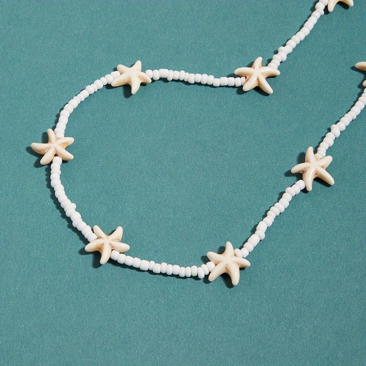 Bohemian White Beaded Starfish Choker
