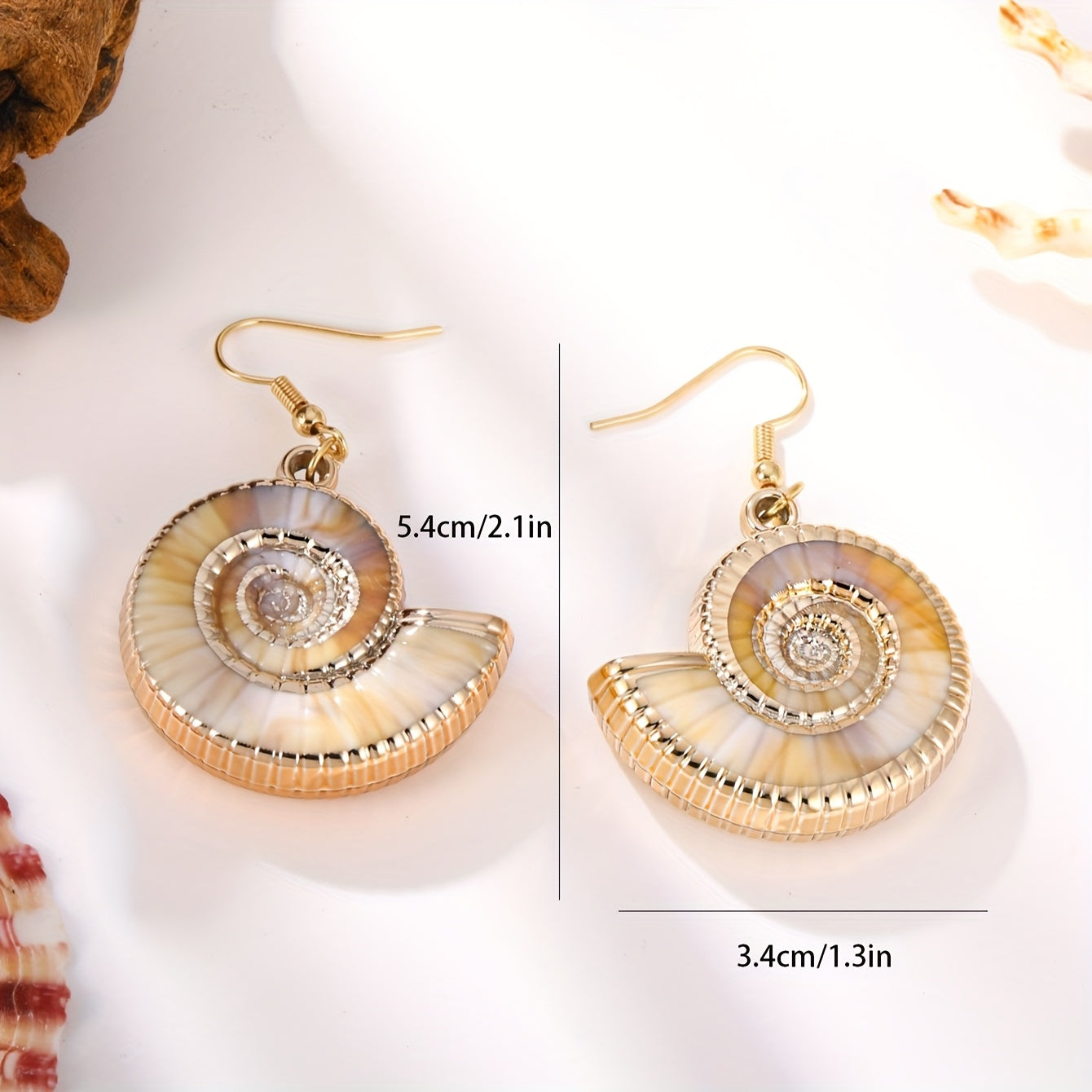 Gold-Tone Mother-of-Pearl Spiral Drop Earrings