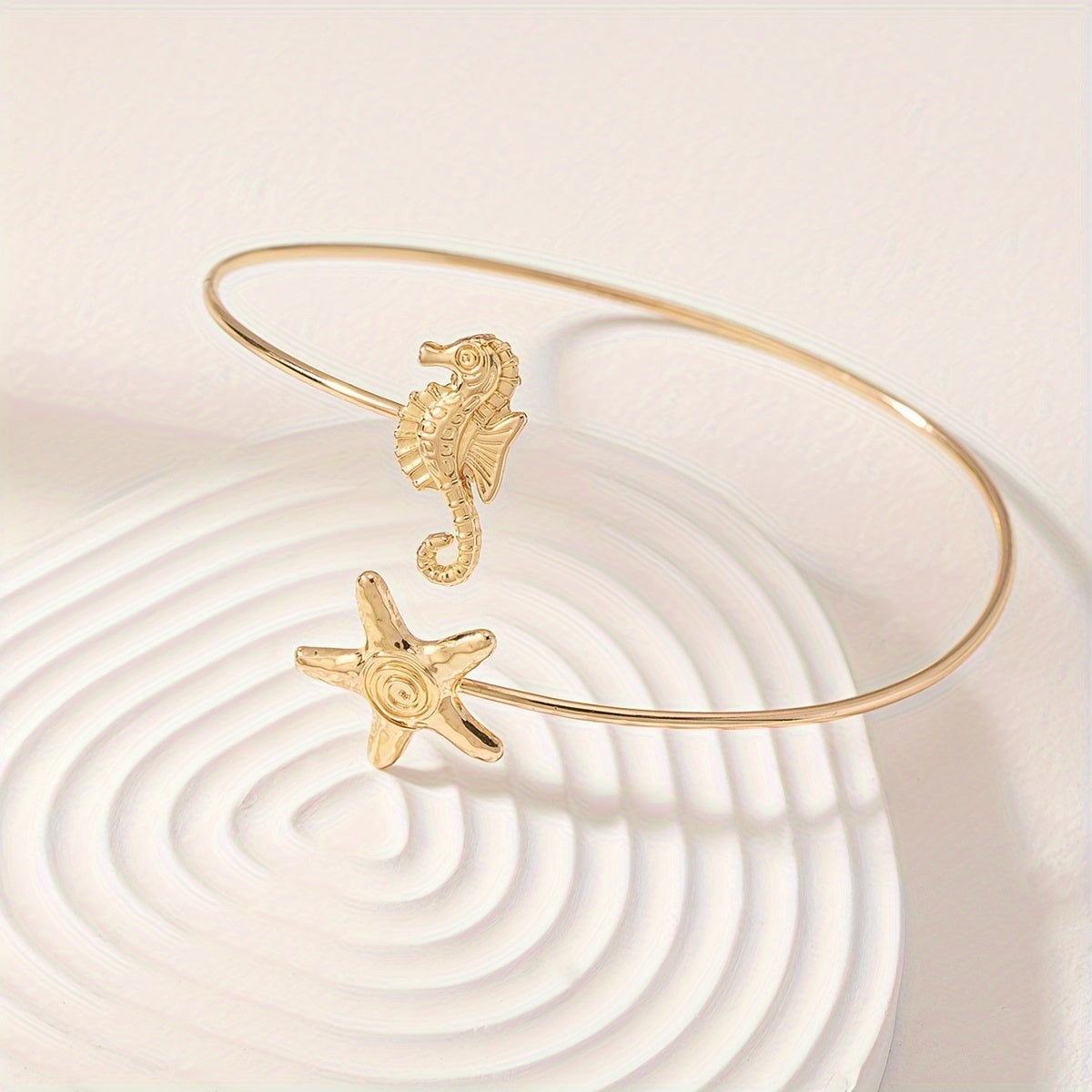 Bohemian Gold-Tone Arm Cuff with Seahorse Starfish
