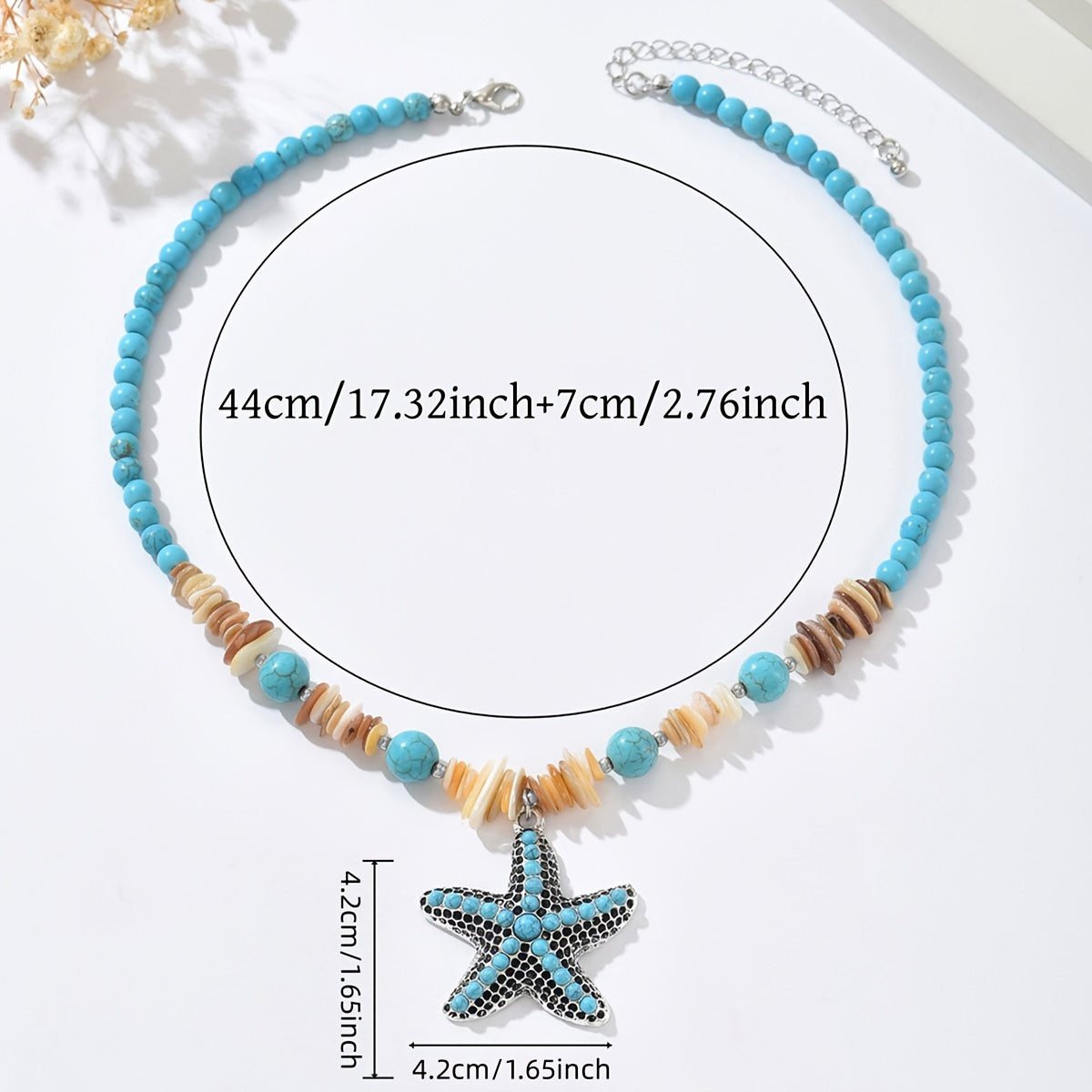 Bohemian Turquoise Starfish and Shell Chip Necklace