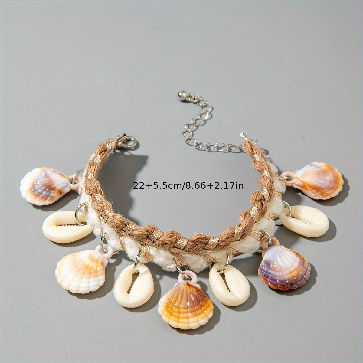 Bohemian Woven Rope and Shell Anklet