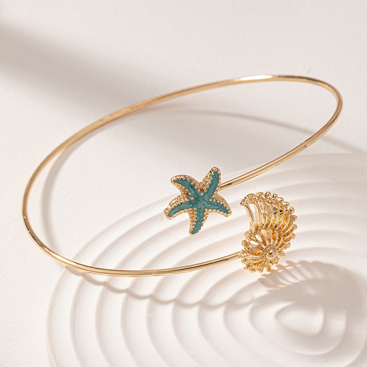Bohemian Gold-Tone Arm Cuff with Seahorse Starfish