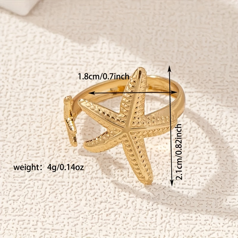 Gold Two Starfish Adjustable Ring