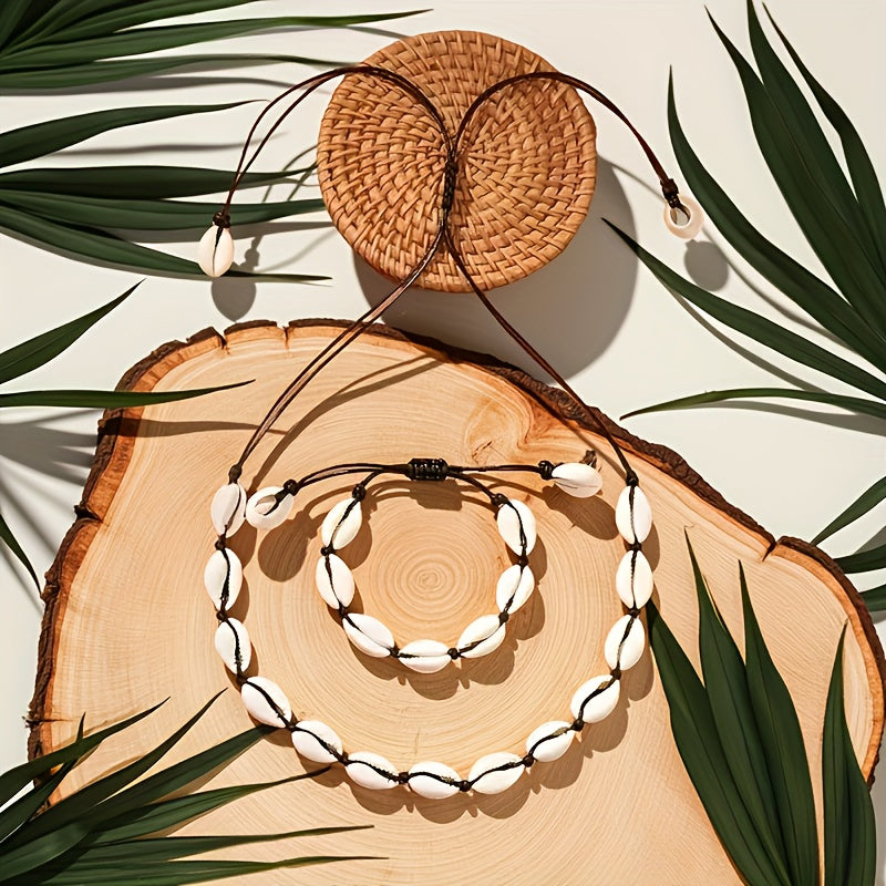 Puka Shell Bracelet & Necklace Set