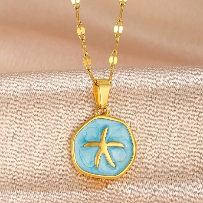 Gold-Tone Organic Starfish Enamel Necklace