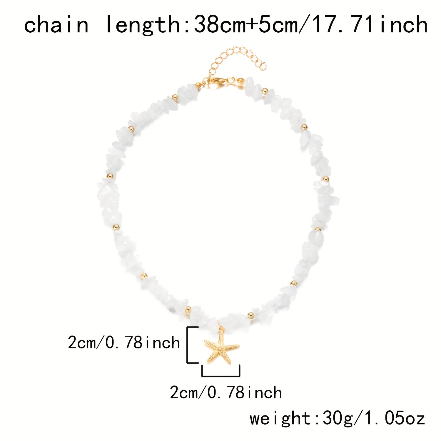 Bohemian White Beaded Choker with Starfish Charm