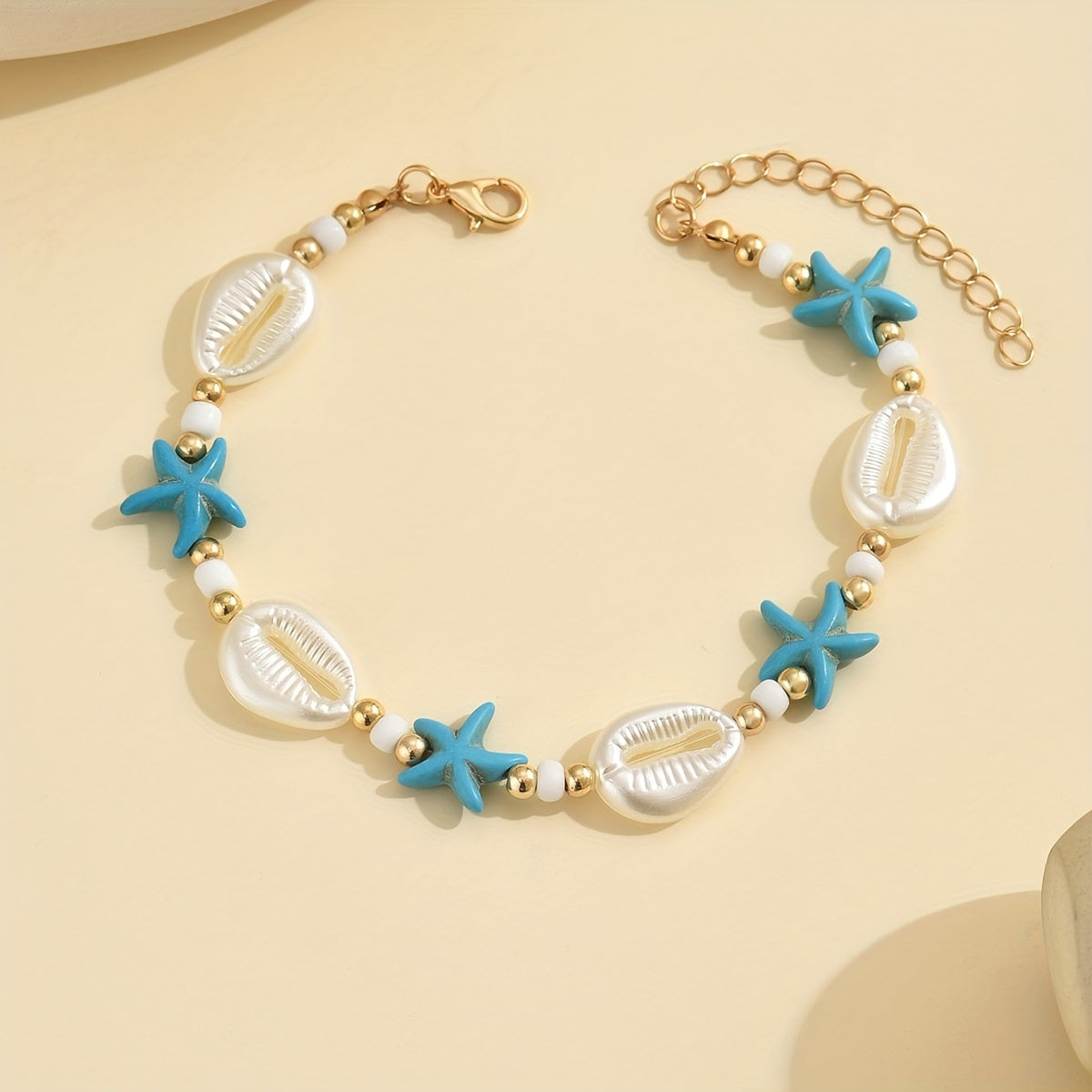 Boho White Shell and Starfish Anklet