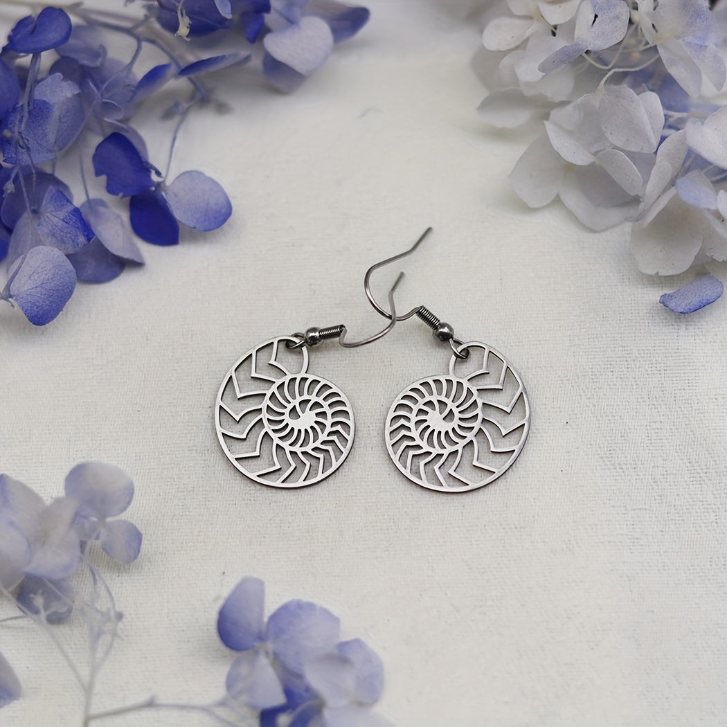 Gold Nautilus Shell Drop Earrings